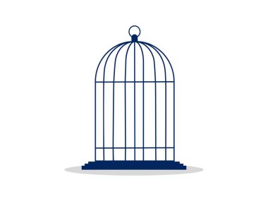 Kafes ya da hapis. Özgürlüğün ve hapsedilmenin sembolü. vektör illüstrasyonu