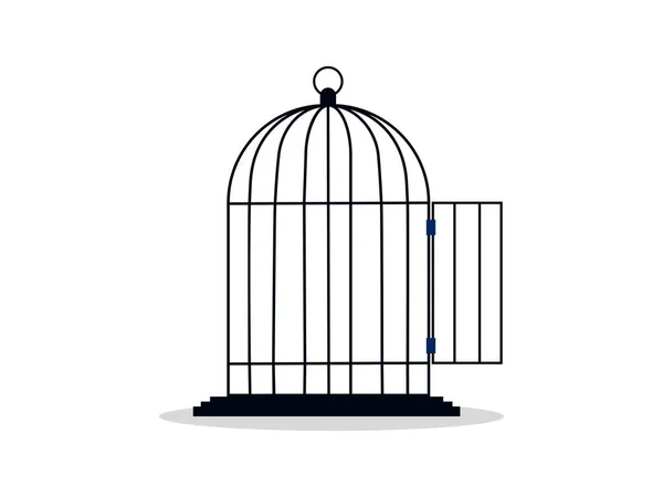 Ανοιχτό Κλουβί Φυλακή Σύμβολο Ελευθερίας Και Αποφυλάκισης Εικονογράφηση Διανύσματος — Διανυσματικό Αρχείο