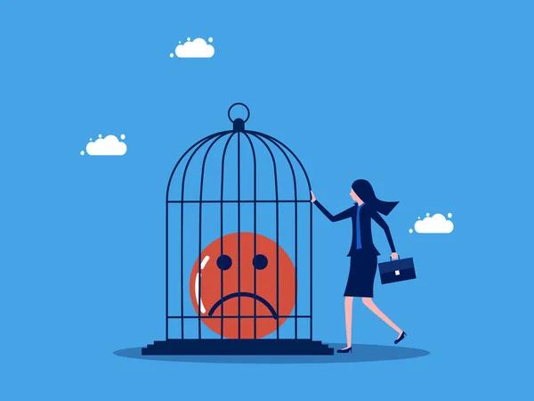 Έλλειψη Ελευθερίας Ευτυχίας Στην Επαγγελματική Ζωή Επιχειρηματίας Κλειδώνει Θλίψη Του — Διανυσματικό Αρχείο