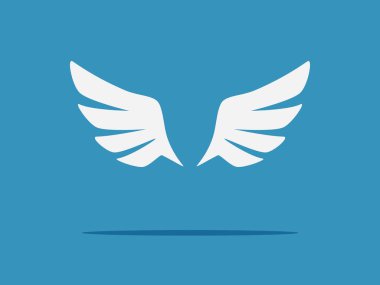 Melek kuş kanatları. Beyaz kanatlar arka planda izole edilmiş. vektör illüstrasyonu