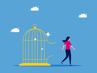 Özgürlük ve rahat bölgenizden çıkın. Kadın hapishane vektöründen kaçıyor.