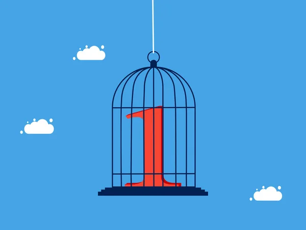 Νούμερο Ένα Έλεγχος Φυλάκιση Κράτηση Νούμερο Ένα Στο Κλουβί Έννοια — Διανυσματικό Αρχείο