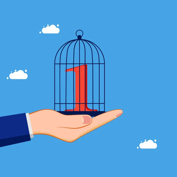 Controllo Numero Uno Prigione Detenzione Numero Uno Nella Gabbia Uccelli — Vettoriale Stock