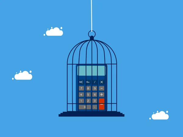 Rechnungslegung Und Finanzkontrolle Taschenrechner Eingesperrt Einem Vogelkäfig Konzept Der Finanzierung — Stockvektor