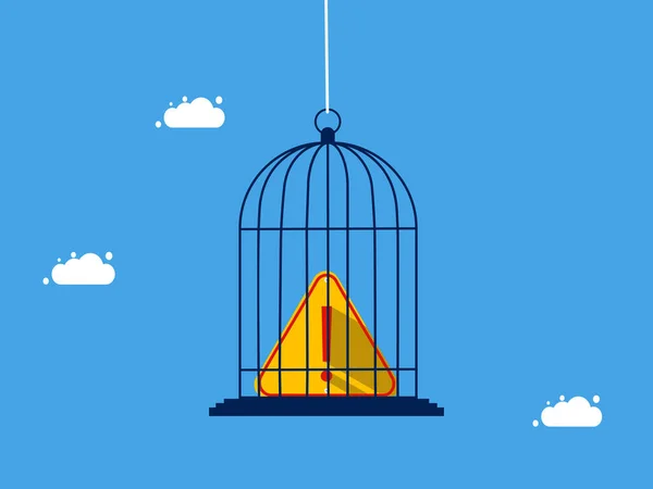 Krisenkontrolle Ausrufezeichen Vogelkäfig Geschäftskonzept Vektor Illustration — Stockvektor