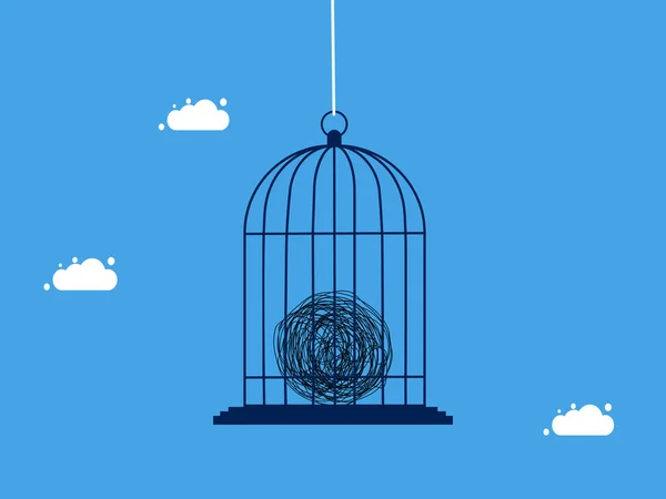 Έλεγχος Χάους Χάος Κόλλησε Στο Κλουβί Πουλιά Απεικόνιση Φορέα Επιχειρηματικής — Διανυσματικό Αρχείο
