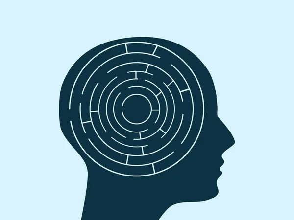 Labyrinthpuzzle Menschlichen Kopf Löse Gehirnrätsel Vektor Illustration Eps — Stockvektor