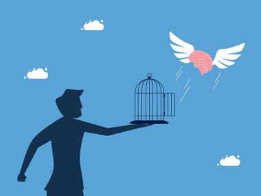 Adam kafesin dışına uçmasına izin verdi. Fikirlerin ve özgürlük vektörünün özgürlüğü