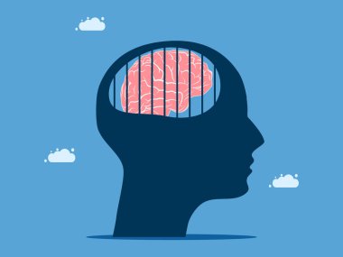 Fikirlere saplanıp kalmak ya da yaratıcılığı engellemek. Hapisteki beyin insan kafa vektörü