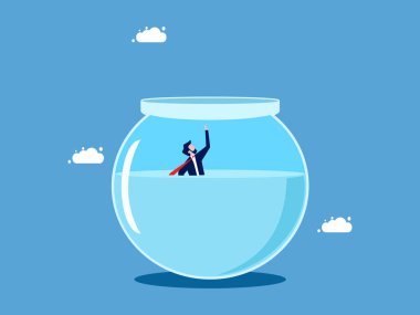 Destek eksikliği ya da iş krizi. İşadamı su vektörüne düştü