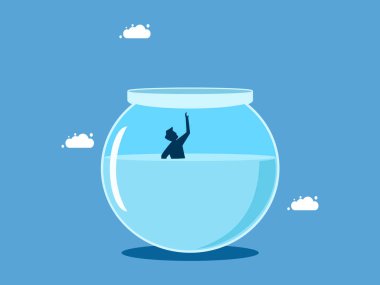 Destek eksikliği ya da iş krizi. Adam su vektörüne düşüyor.