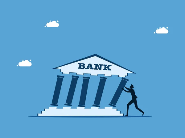Flasa Finansal Krize Yardım Etmek Çöken Bir Banka Vektörünü Destekleyen — Stok Vektör