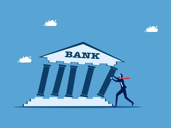 Допомогти Банкрутству Або Фінансовій Кризі Бізнесмени Допомагають Підтримувати Вектор Колапсуючого — стоковий вектор