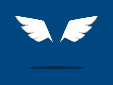 Kuş kanatları ya da beyaz melekler. Bir çift kanat. Vektör illüstrasyonu