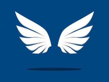 Kuş kanatları ya da beyaz melekler. Bir çift kanat. Vektör illüstrasyonu