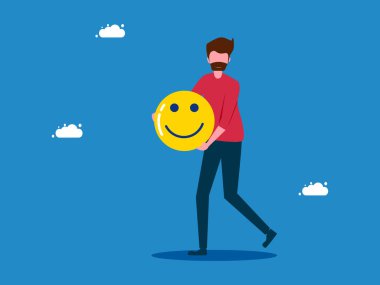 Mutlu adam. Mutlu bir hayat konsepti. vektör illüstrasyonu