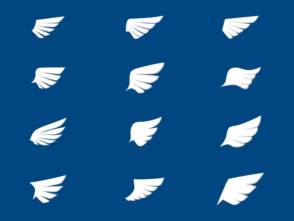 翅膀图标设置 白色翅膀的符号 一对双翼 矢量说明 — 图库矢量图片