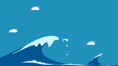 Kritik dalga. Denizde dev bir dalga. vektör illüstrasyonu