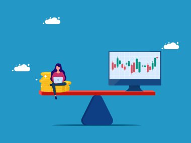 Bir hisse senedinin değerini ölçmek ya da değerlendirmek. Parası ve hisse senetleri olan bir kadın.