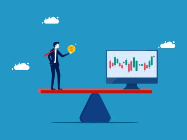 Bir hisse senedinin değerini ölçmek ya da değerlendirmek. Parası ve hisse senedi olan bir iş adamı.