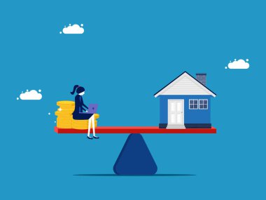 Mülkün uygun değeri ya da satın alınması. Parası ve evi olan iş kadını.