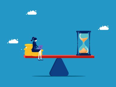 Zaman ya da fırsat maliyeti satın al. Parası ve saati olan bir iş kadını.