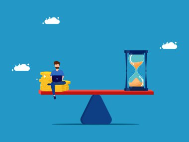 Zaman ya da fırsat maliyeti satın al. Parası ve saati olan bir adam.