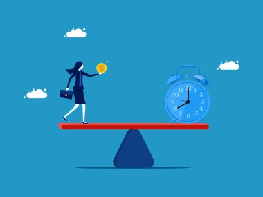 Zaman değeri ya da fırsat maliyeti. Parası ve saati olan bir iş kadını.