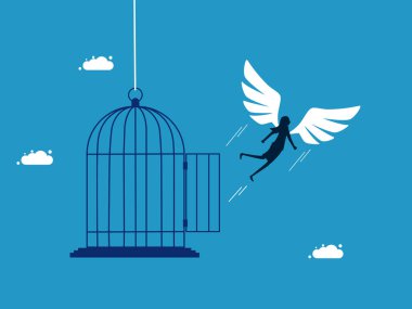 Özgürlük için. Kafesten kaç. iş konsepti vektörü