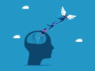 Melek kanatlı iş adamı takım lideri. Beyin hapishanesi vektöründen kaçış