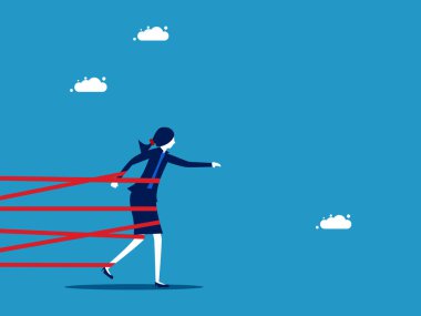 İş sıkıntısı. İş kadını bant vektörüyle bağlı