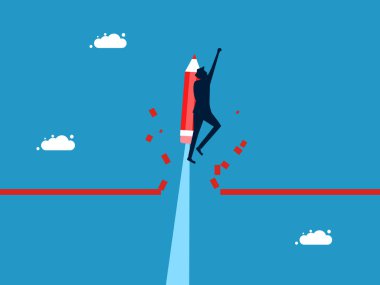 İş engellerinin üstesinden gel. Çizgi vektörünü kıran kurşun kalemle uçar.