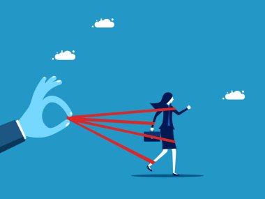 Büyük iş rakiplerinin önündeki engeller. İş kadını büyük bir iş adamıyla dövüşüyor.