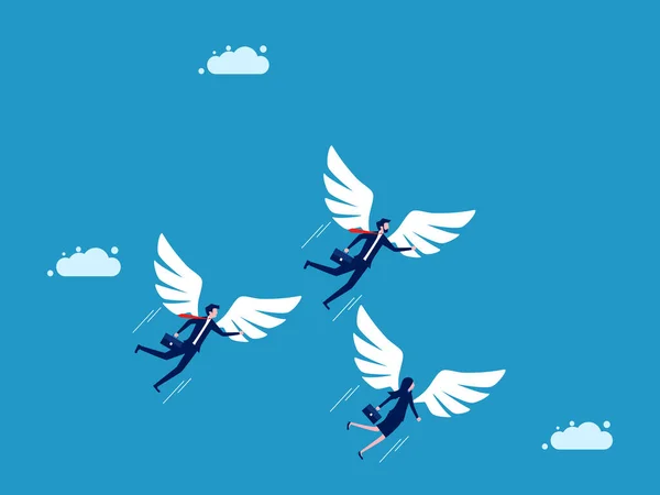 Zakelijke Expertise Business Team Met Vleugels Vliegen Lucht Vector — Stockvector