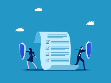  Ya sigortala ya da kurallara uy. İş ekibi, belge vektörünü korumak için kalkanı tutuyor