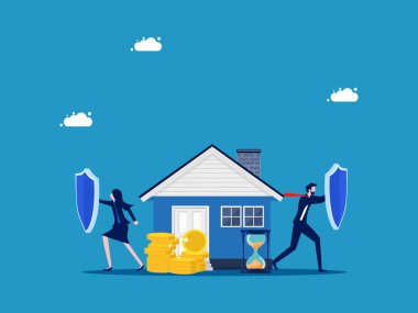 Evini ve mülkünü koru. Takım İş Kalkanı evi ve para yığınını korur