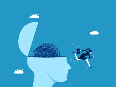 İş kadını beyin vektöründeki kaostan kaçıyor