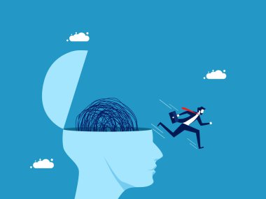 İş adamı beyin vektöründeki kaostan kaçıyor