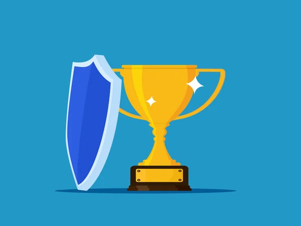 Protecting Business Wins Shields Trophies Vector — Stock Vector