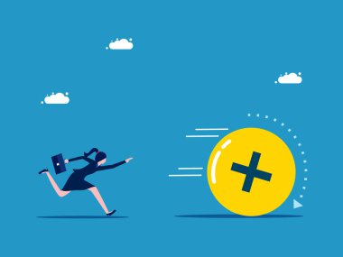 İyimser düşünceler. İş kadını pozitif enerji vektörünü kovalıyor