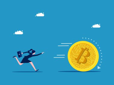 İş kadını dijital para vektörünü kovalıyor