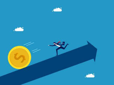 Para peşinde koşan bir iş adamı. finansal kriz ve yatırım vektörü