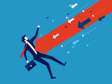 Bir felaket ya da kriz yaşıyor. ok saldıran işadamı vektörü