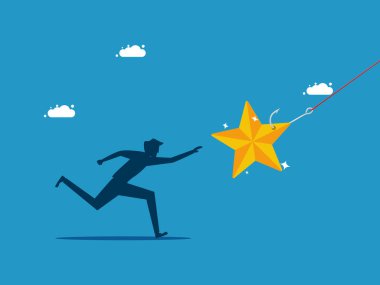 Satış dolandırıcılığı başarılı. Başarı yıldız vektörünün kurbanı olan adam.