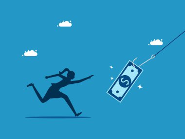 Para dolandırıcılığı. Kadın para kurbanı. vektör