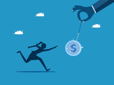 Para dolandırıcılığı. Kadın para kurbanı. vektör