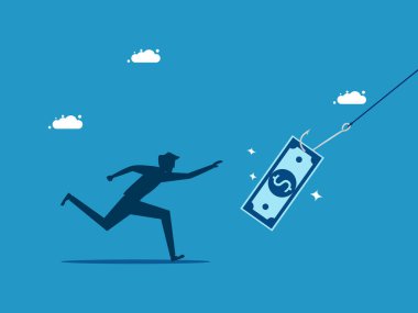 Para dolandırıcılığı. Para kurbanı bir adam. vektör