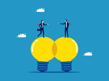 İş adamları ampul vektörü konusunda hemfikir.