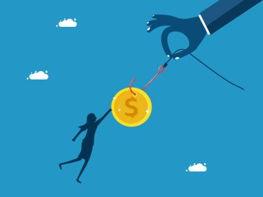 Parayla dolandırıcılık. İşadamı para vektörünü tutuyor