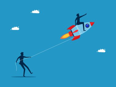 Rakiplerin büyümesini engeller. İşadamı roketin gitmesini engellemek için halat kullanıyor.